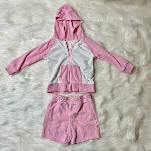 NWOT Terrycloth Hoodie & Shorts Pink & White Size 2T Y2K Wonder Nation